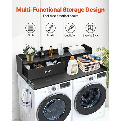 Washer Dryer Countertop 54-Inch Heat-Resistant with Hooks and Drawers