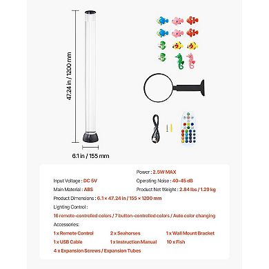 Sensory Floor Bubble Tube Lamp with Jellyfish and Quiet Pump