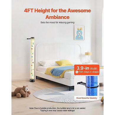 Sensory Floor Bubble Tube Lamp with Jellyfish and Quiet Pump