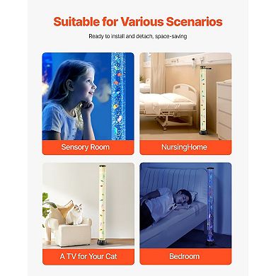 Sensory Floor Bubble Tube Lamp with Jellyfish and Quiet Pump