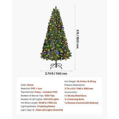 Prelit Christmas Tree Full Profile with 11 Light Modes and Remote Control