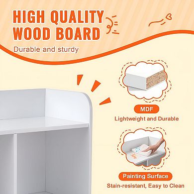 Storage Cabinet with 5 Open Cubbies, MDF Organizer for Books