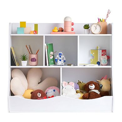 Storage Cabinet with 5 Open Cubbies, MDF Organizer for Books