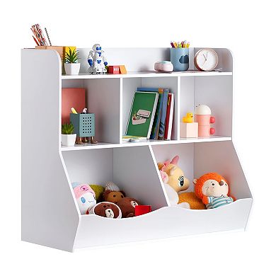 Storage Cabinet with 5 Open Cubbies, MDF Organizer for Books