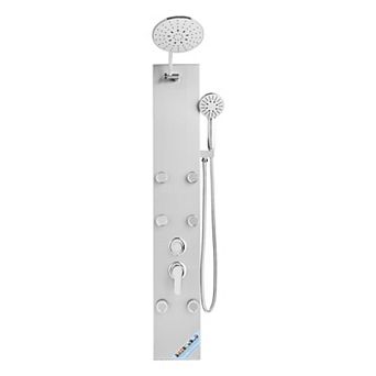 Shower Panel Tower System with Adjustable Rainfall Shower and Massage Jets