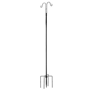 Shepherd Hook Bird Feeder Pole Dual Arm Steel Stand for Plants and Décor
