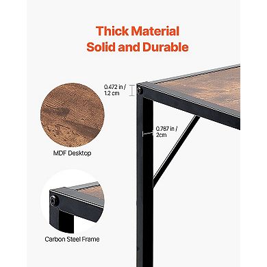 Slim Console Table with Two Layers, Built-In Outlets and USB Ports, Power Cord
