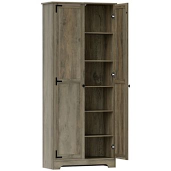 HOMCOM 72inch Farmhouse Pantry Cabinet, Tall Storage Cabinet, Distressed