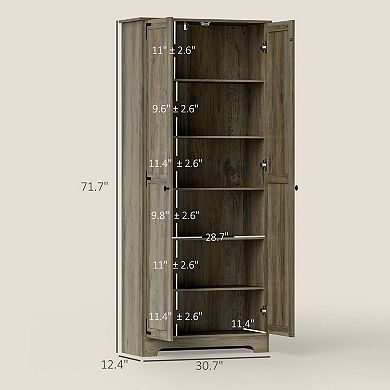 HOMCOM 72inch Farmhouse Pantry Cabinet, Tall Storage Cabinet