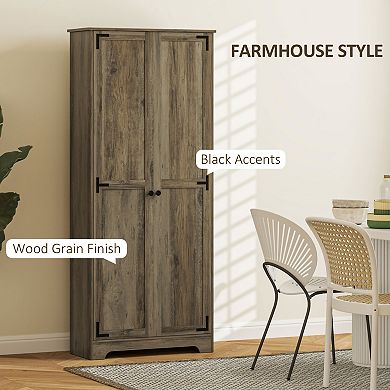 HOMCOM 72inch Farmhouse Pantry Cabinet, Tall Storage Cabinet