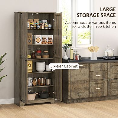 HOMCOM 72inch Farmhouse Pantry Cabinet, Tall Storage Cabinet