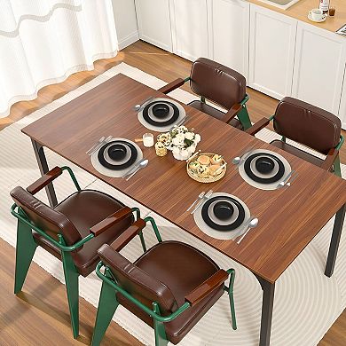 Rectangular Dining Table with Laminate Top and Metal Frame