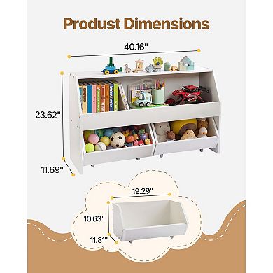 Modular Storage Organizer with 3 Compartments and Top Shelf