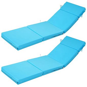 2 pc Outdoor Chaise Lounge Cushion Set Lake Seat and Back Cushions