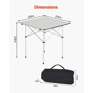 Portable 24 Person Camping Table with Aluminum Alloy Frame and Roll-Top Design