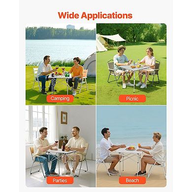 Portable 24 Person Camping Table with Aluminum Alloy Frame and Roll-Top Design