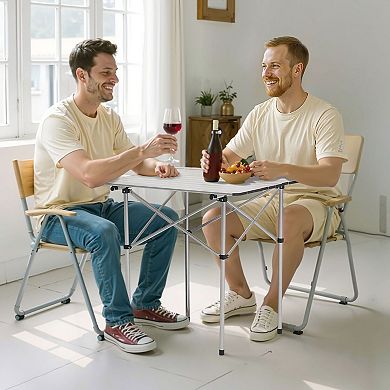 Portable 24 Person Camping Table with Aluminum Alloy Frame and Roll-Top Design