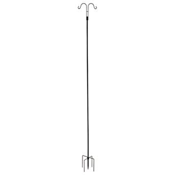 Shepherd Hook Bird Feeder Pole Dual Arm Steel Stand for Plants and Outdoor Decor