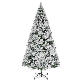 Prelit Snow Flocked Artificial Christmas Tree with Multicolor LED Lights