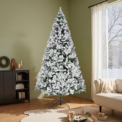 Prelit Snow Flocked Artificial Christmas Tree with Multicolor LED Lights
