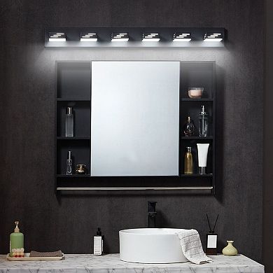 6-Light LED Bathroom Vanity Fixture with 360° Adjustable Lamp Heads