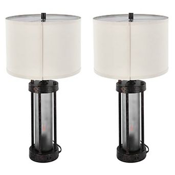 Set of 2 Dual Light Table Lamp with USB, AC Outlet, and Adjustable Color Temperature