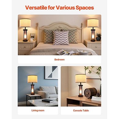 Set of 2 Dual Light Table Lamp with USB, AC Outlet, and Adjustable Color Temperature