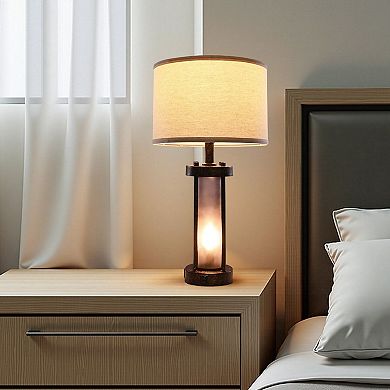Set of 2 Dual Light Table Lamp with USB, AC Outlet, and Adjustable Color Temperature
