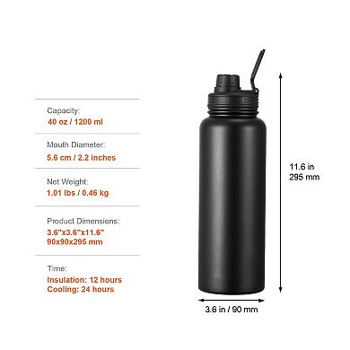 40oz Stainless Steel Travel Bottle, Vacuum Insulated Hot and Cold Drinks
