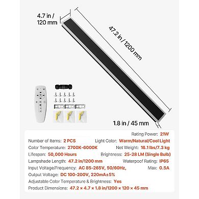 Set of 2 Outdoor LED Wall Light for Patios, Entryways, and Villa Facades, Remote Control