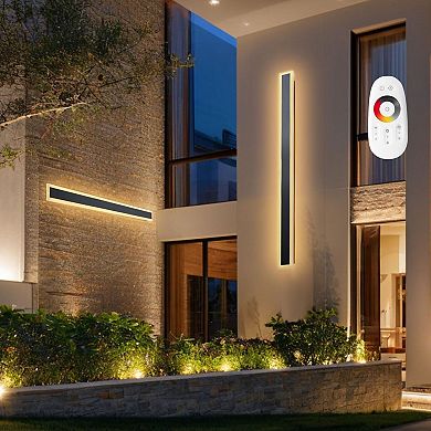 Set of 2 Outdoor LED Wall Light for Patios, Entryways, and Villa Facades, Remote Control
