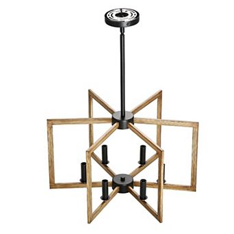 Rustic Farmhouse 6-Light Chandelier Metal Frame Adjustable Height