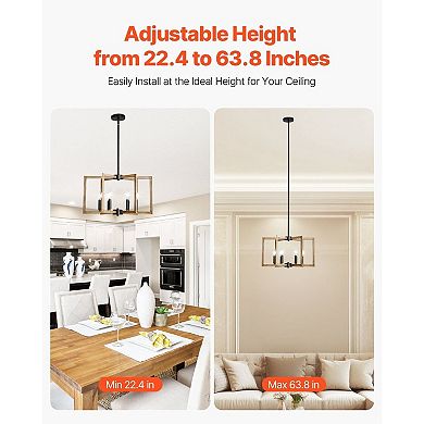 Rustic Farmhouse 6-Light Chandelier Metal Frame Adjustable Height