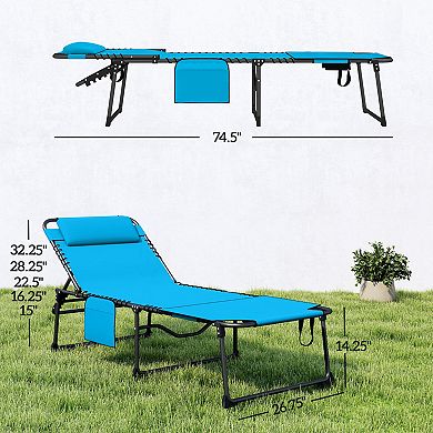 Outsunny 1-Piece Folding Chaise Lounge, Reclining Tanning Chair