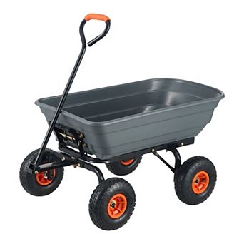 Outdoor Utility Dump Cart for Soil, Mulch, Firewood, Tools, or Heavy Items