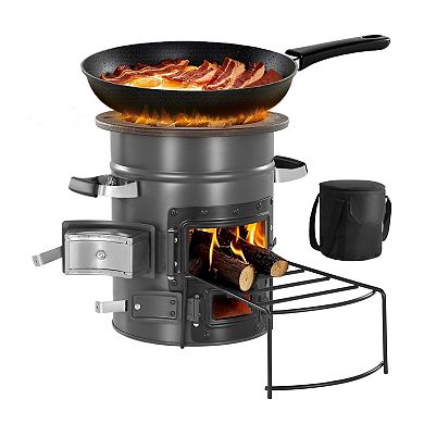 Portable Camping Stove Wood and Charcoal Stove with Canvas Carry Bag