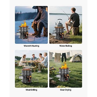 Portable Camping Stove Wood and Charcoal Stove with Canvas Carry Bag