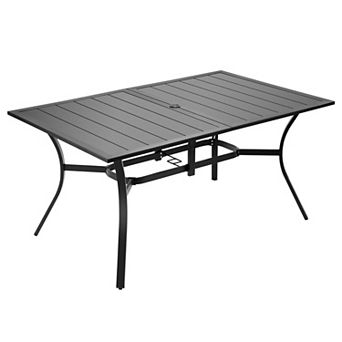 Rectangular Backyard Patio Table with Rust-Resistant Steel Top, 46 Seats