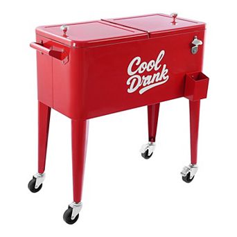 Rolling Ice Cooler with Swivel Casters and Lockable Wheels, Keeps Drinks Cold