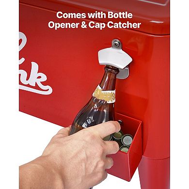 Rolling Ice Cooler with Swivel Casters and Lockable Wheels, Keeps Drinks Cold