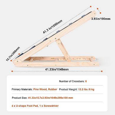 Portable Foldable Dog Ramp Pine Wood with Rubber Footpads for Beds, Sofas, Cars