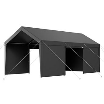 Portable Carport Garage for Cars and SUVs, Outdoor Vehicle Shelter with Zipper Door