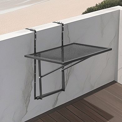 Railing Mounted Folding Balcony Table with 5 Height Levels