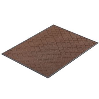 Durable Front Door Mat with Patterned Surface and Easy Clean Design - Brown
