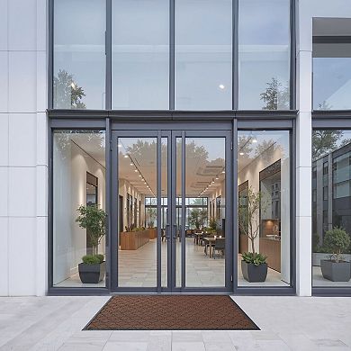 Durable Front Door Mat with Patterned Surface and Easy Clean Design - Brown