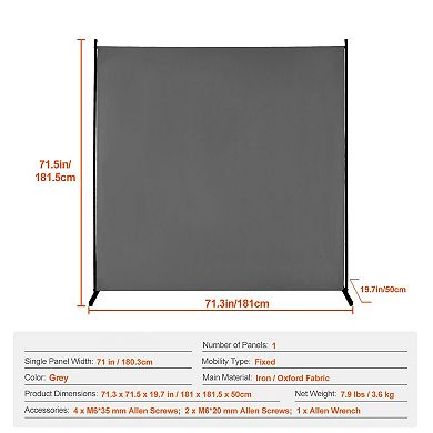 Privacy Room Divider Panel for Home or Office with Stable Base and Neutral