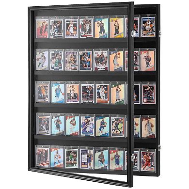 Wall Mounted Graded Sports Card Display Case with 5 Shelves, Holds 35 Cards