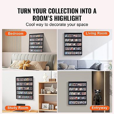 Wall Mounted Graded Sports Card Display Case with 5 Shelves, Holds 35 Cards