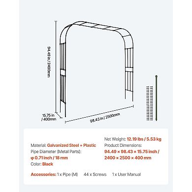 Outdoor Garden Arbor with Steel Frame for Roses, Clematis, and Vines