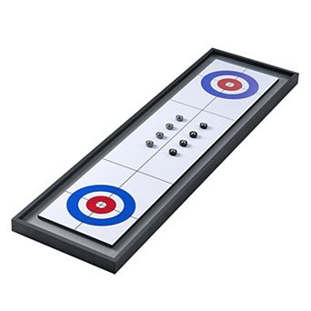Shuffleboard and Curling Game Set with 8 Pucks for Indoor Play